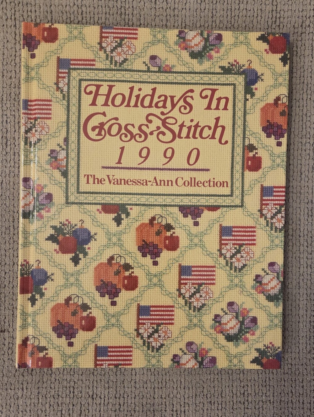 Holidays In Cross-Stitch 1990 Pattern Book - Yellow Floral Cover